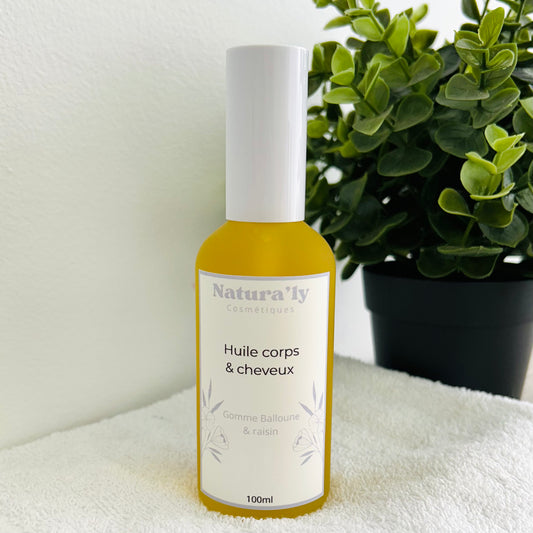 Huile corps & cheveux gomme balloune & raisin
